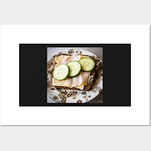 Bread with Cucumber, Turkey and Cheese Posters and Art